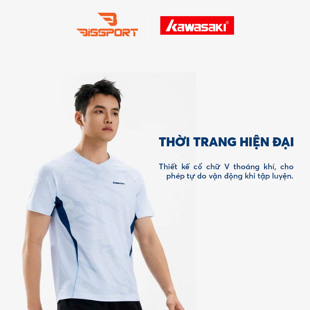 Áo Cầu Lông Kawasaki D1192 Nam Chính Hãng - Xanh - Thoải Mái - Mềm Mại - Thấm Hút Mồ Hôi - Bền Bỉ - Thoáng Mát